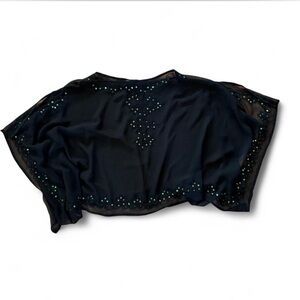 Cejon Embroidered and Sequined Black Beaded Shawl